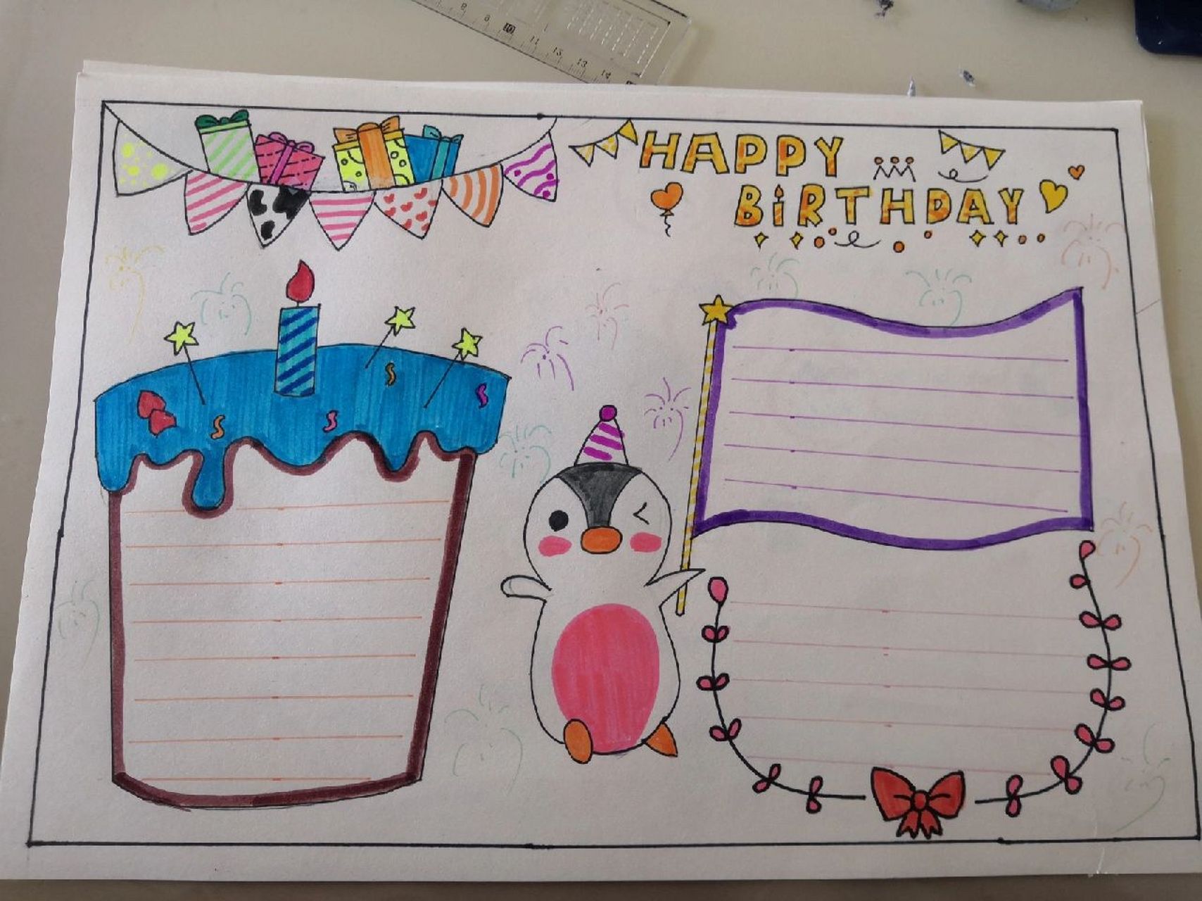 生日主题手抄报 可临摹 p1是我收集素材重新排版的手抄报 p2 3 4 5是