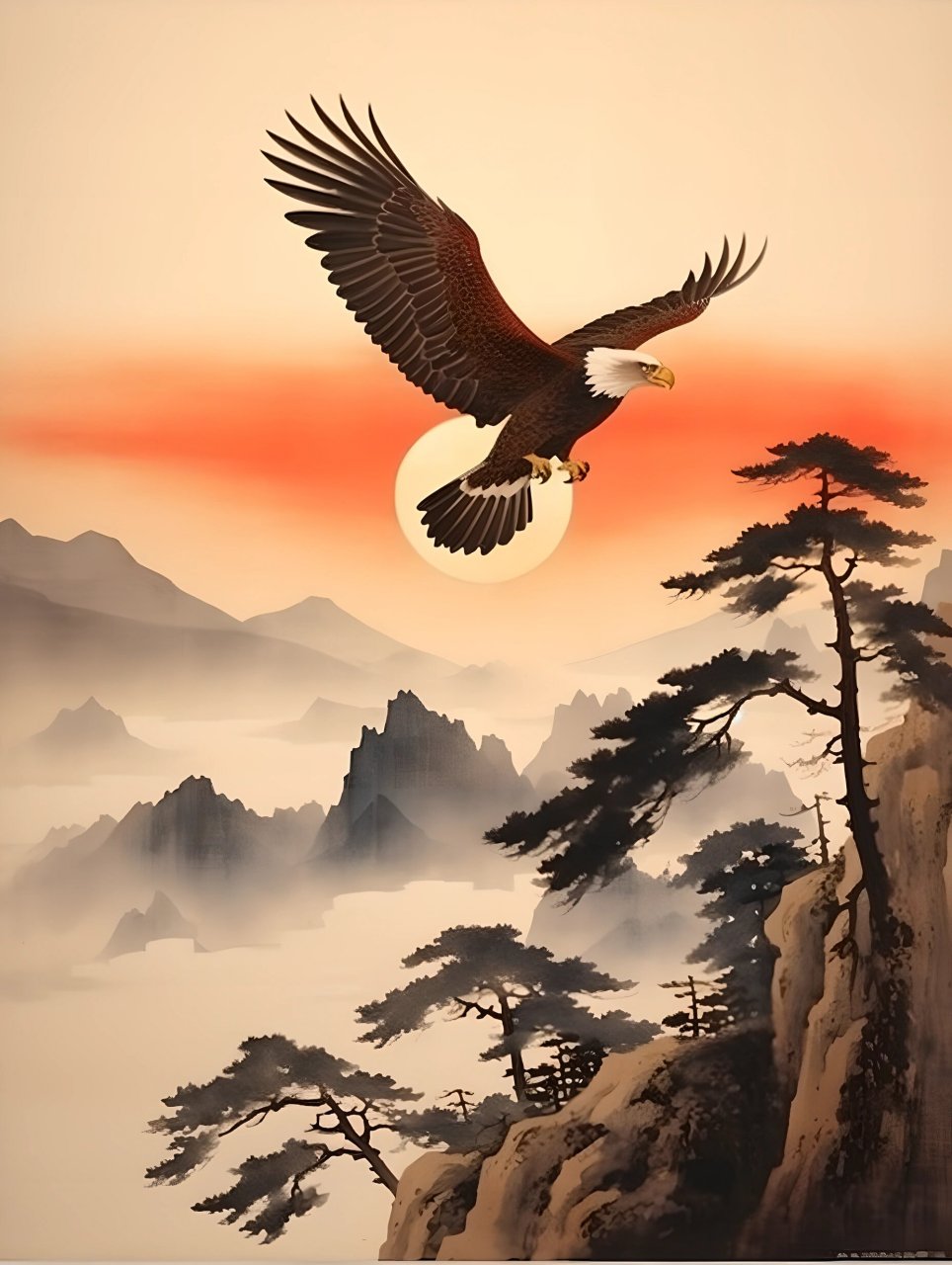 大展宏图-如日中天 在中国文化中,鹰是自由,勇猛