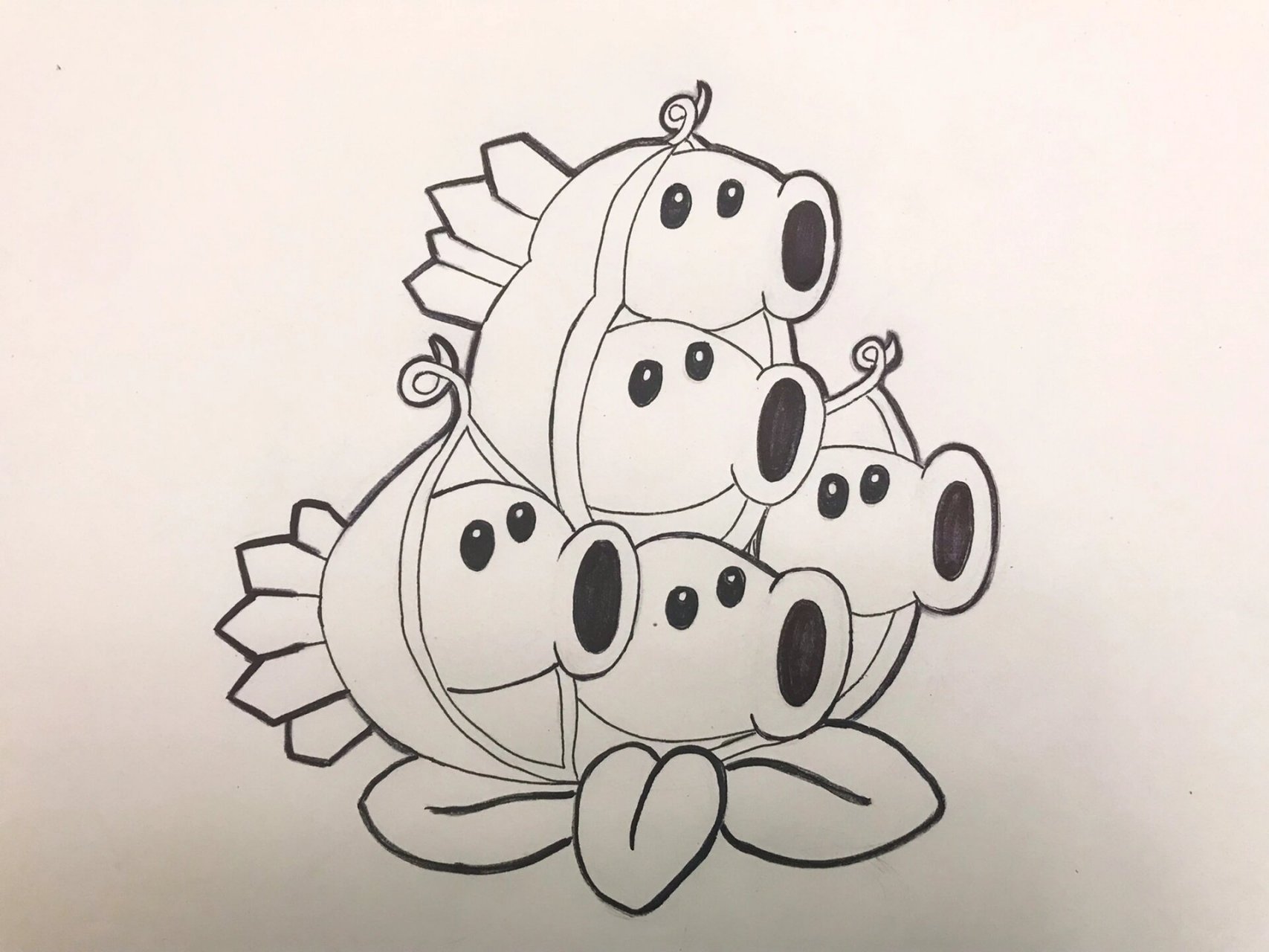 简笔画|寒冰豌豆荚 植物大战僵尸系列,临摹,好多不同系列哈哈