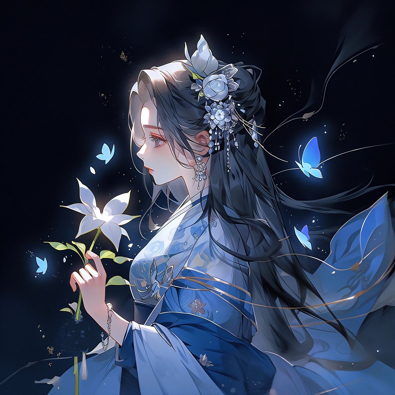 蓝色系古风女生头像,真的太好看了吧!