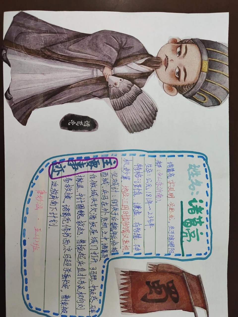 《三国演义》人物卡   这样子的作业,学生们特别喜欢!