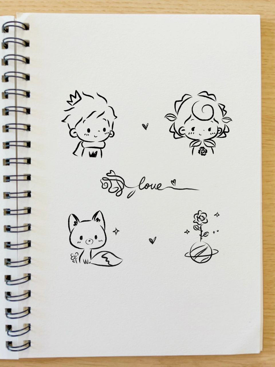 小王子和小狐狸|520 玫瑰love 分步简笔画 最近好忙都没有时间画画了