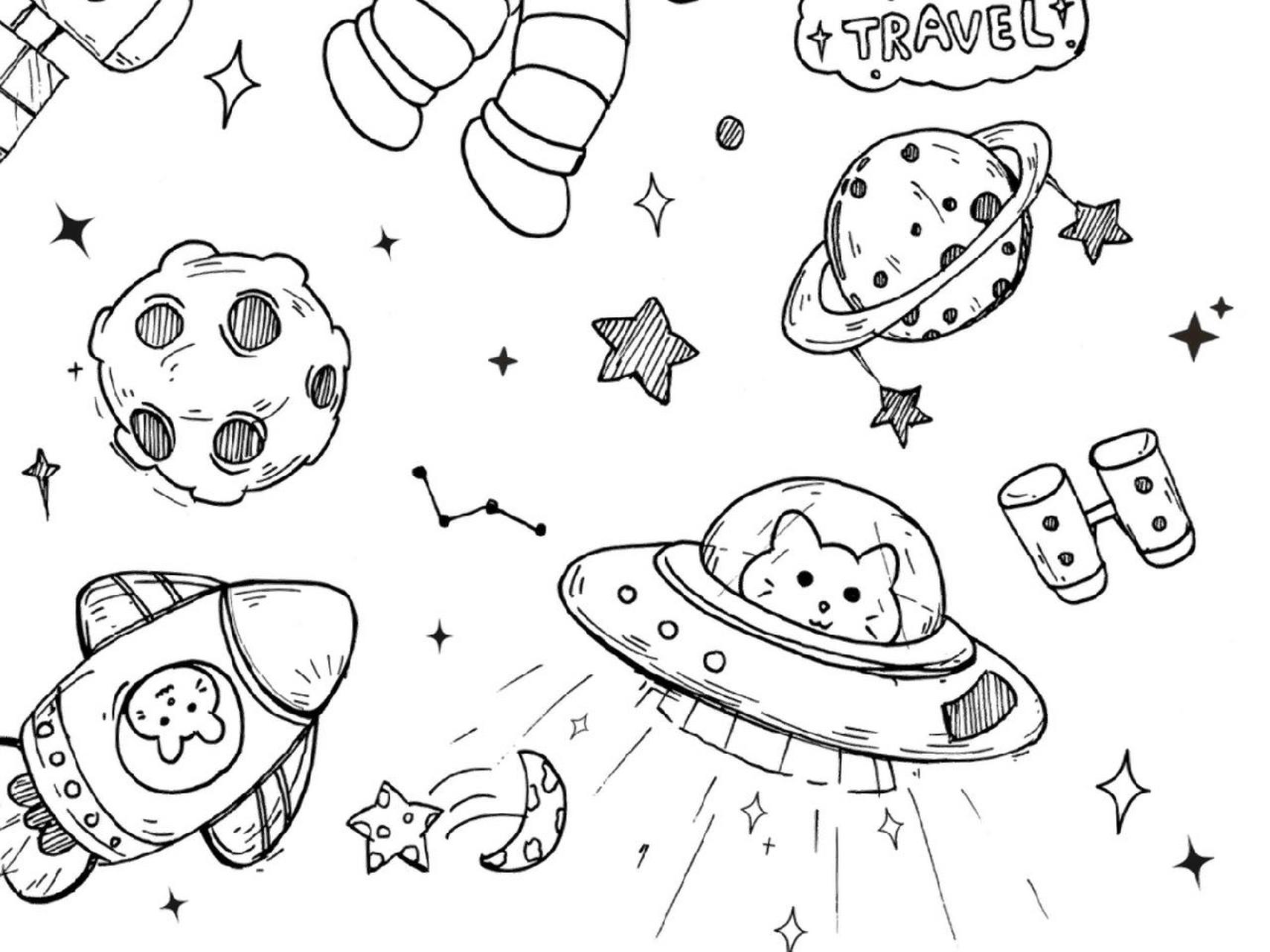 太空科技类简笔画素材线稿 你想要的太空科技类简笔画来了～ 工具