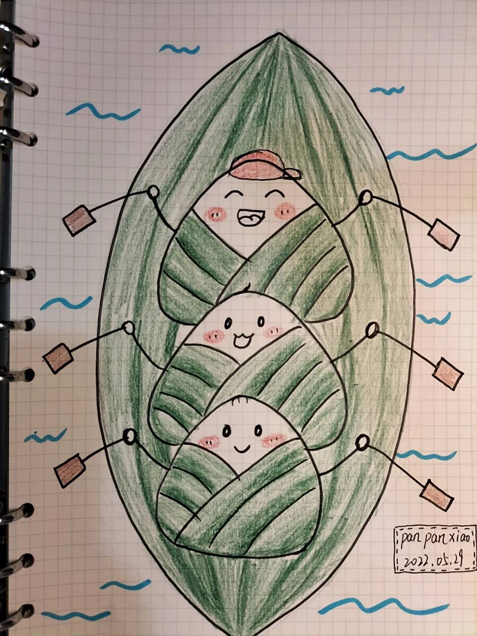 端午节粽子简笔画卡通 端午节快到了,下周教小朋友们画可可爱爱的粽子