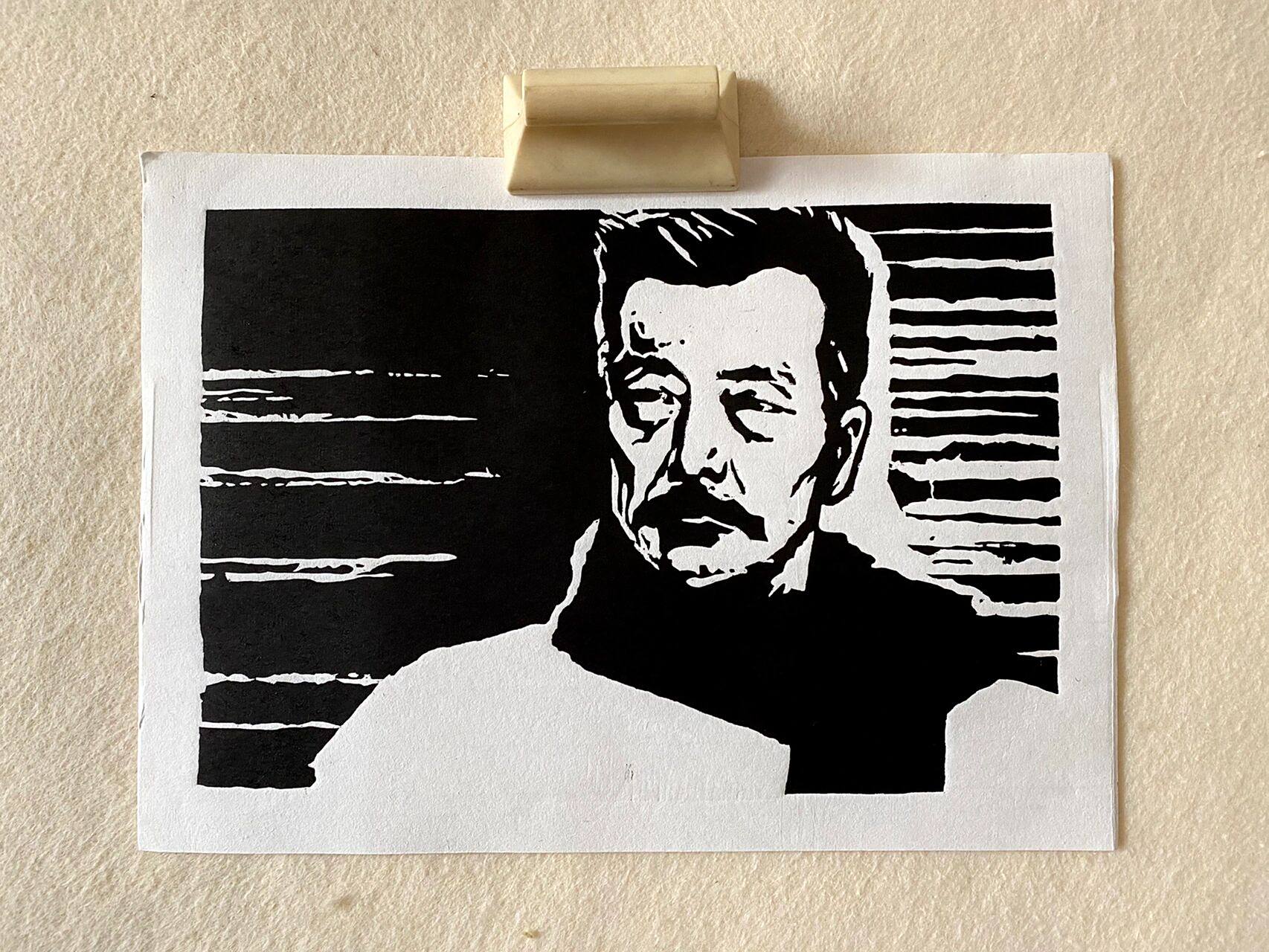 黑白木刻版画|鲁迅像 临摹刻印了赵延年先生的经典作品鲁迅像7015