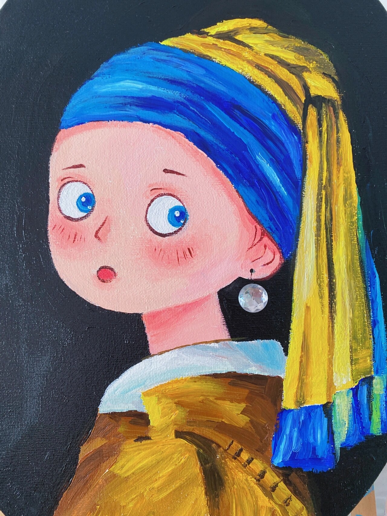 丙烯～卡通版•戴珍珠耳环的少女