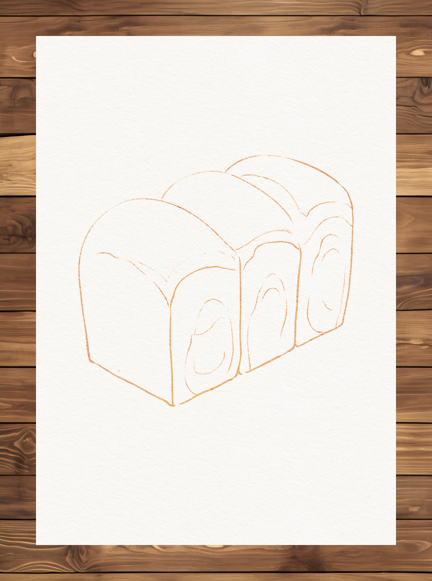 ipad水彩吐司插画美味跃然屏上