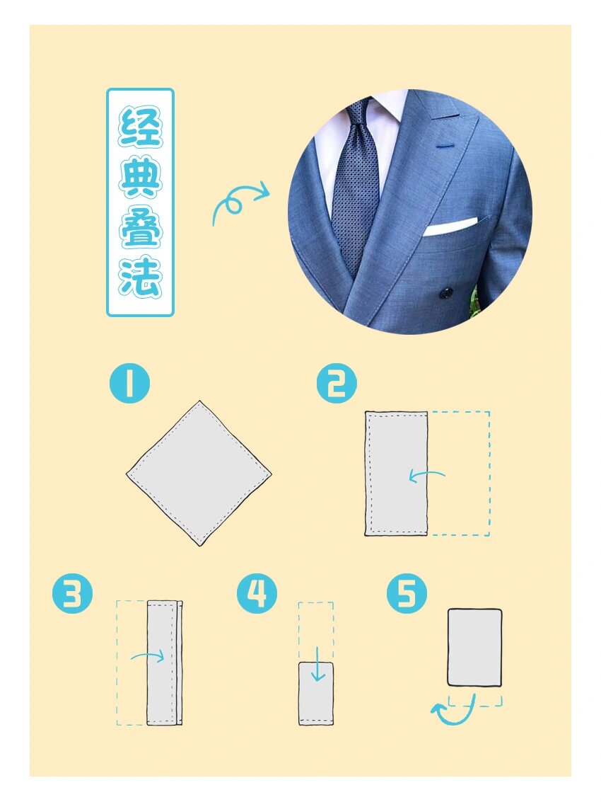 有手就会6015定制西装口袋巾6种叠法格局炸裂