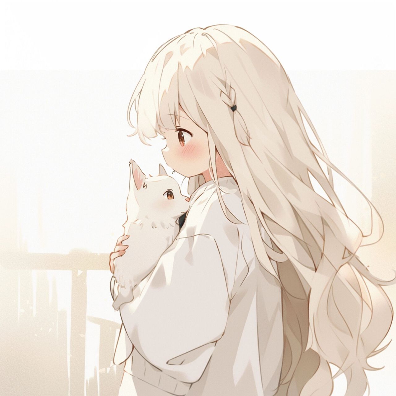 治愈头像——小女孩和猫咪 又是被治愈的一天 告别emo