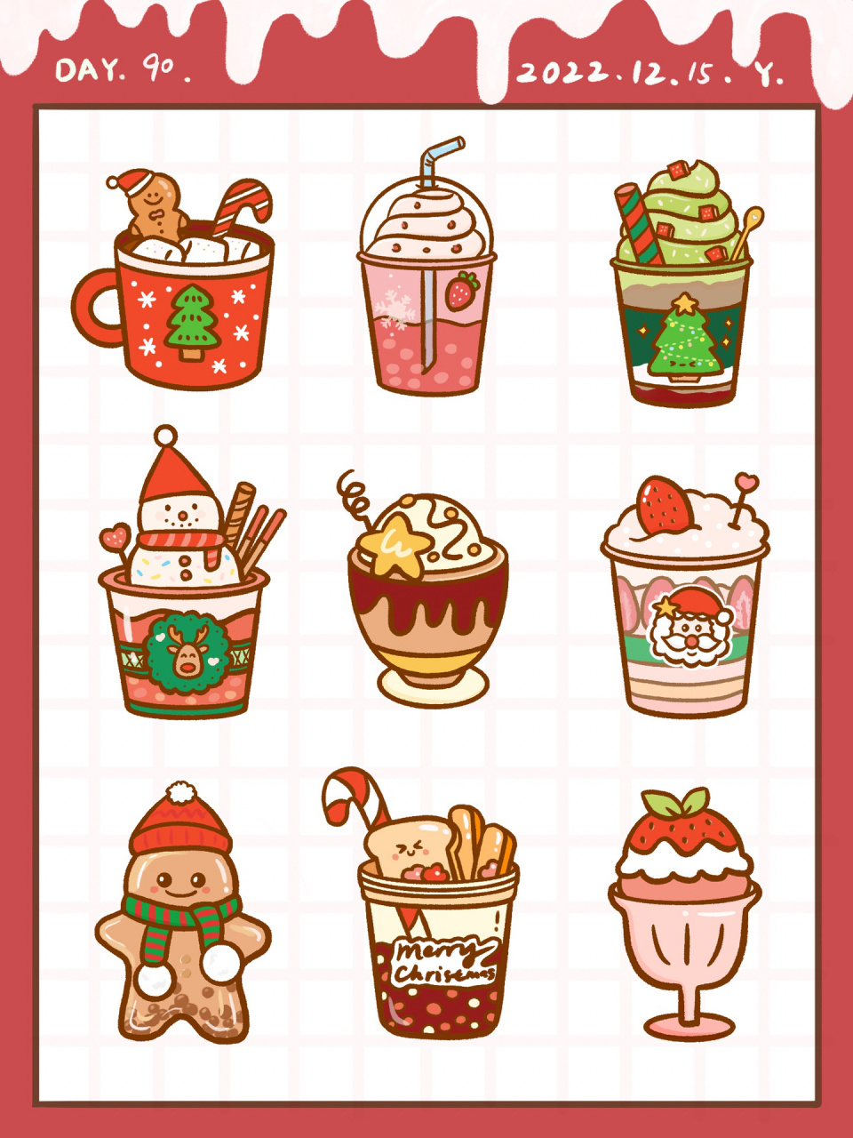 7315控笔练习打卡第90天|圣诞饮料简笔画 继续圣诞系列~今天画