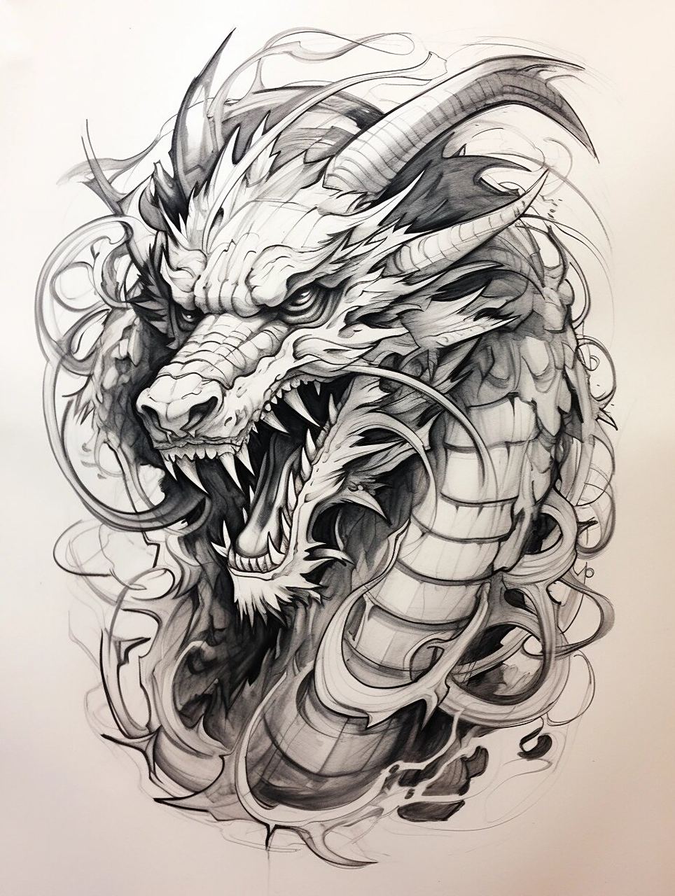 ai龙图腾(九)-素描中国龙