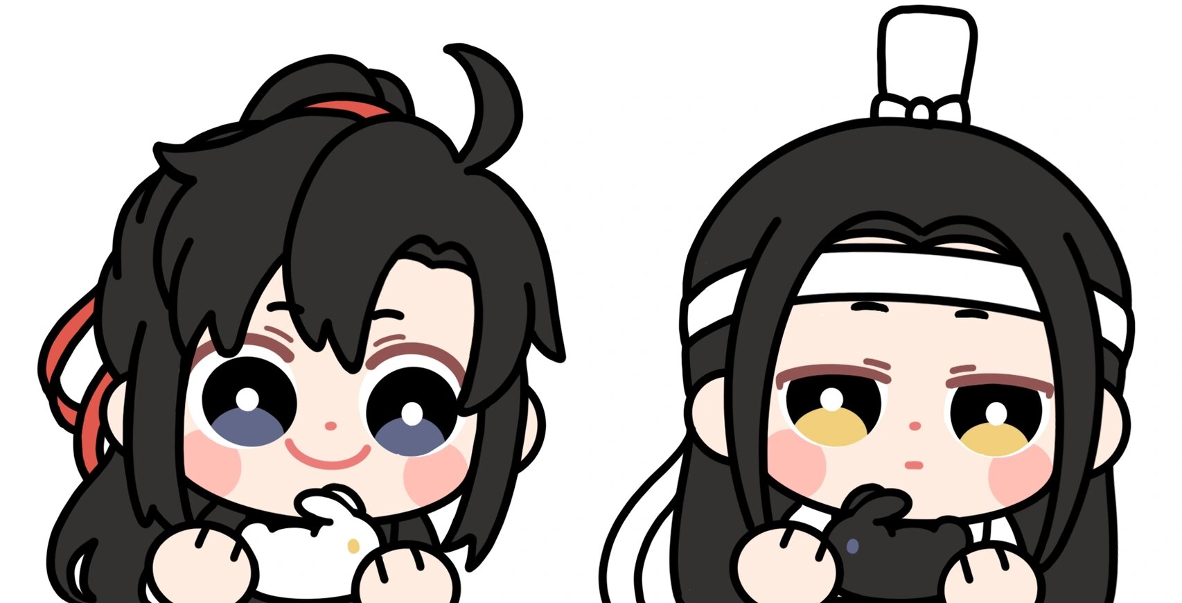 魔道祖师忘羡情头 百人图有人点了忘羡,抱着小兔子可可爱爱～ 礼貌取