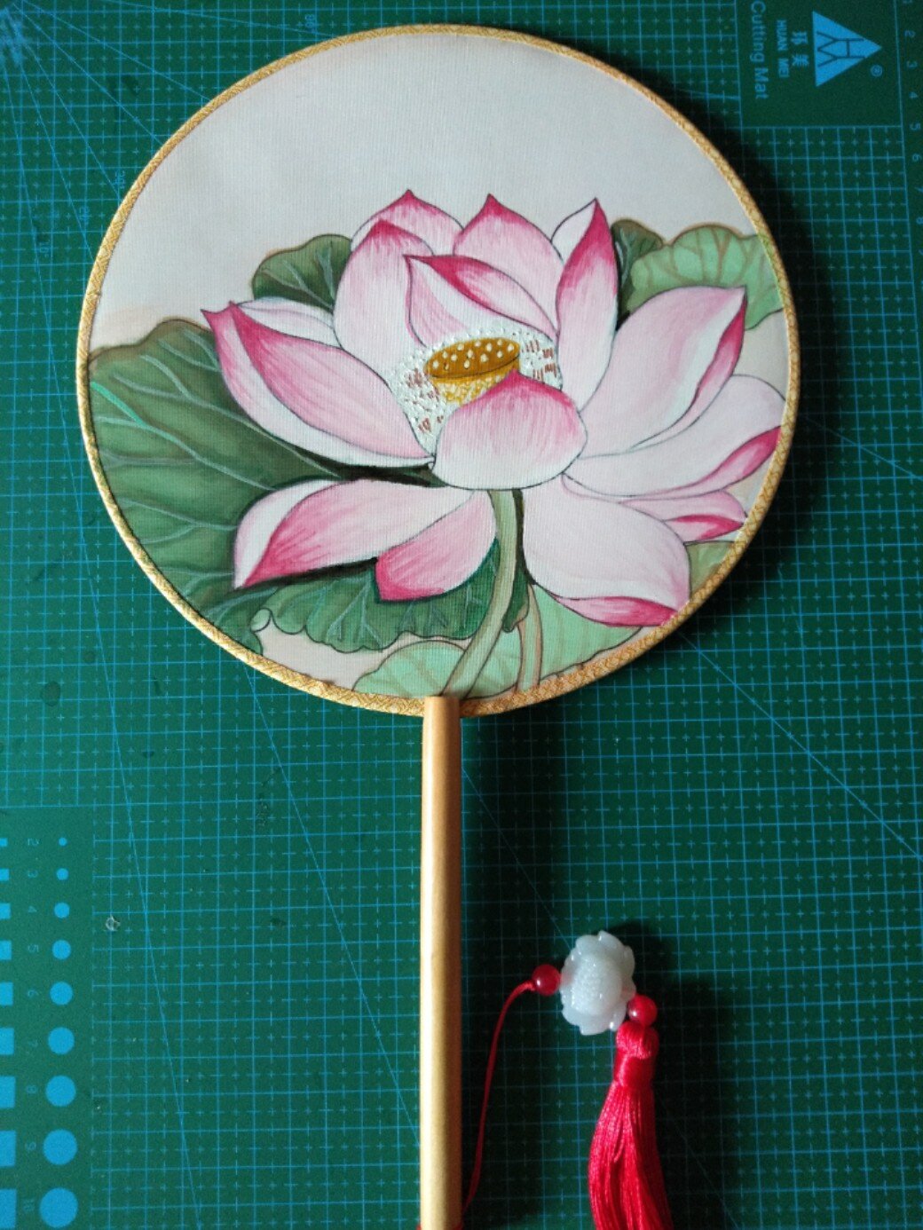 手绘团扇(荷花