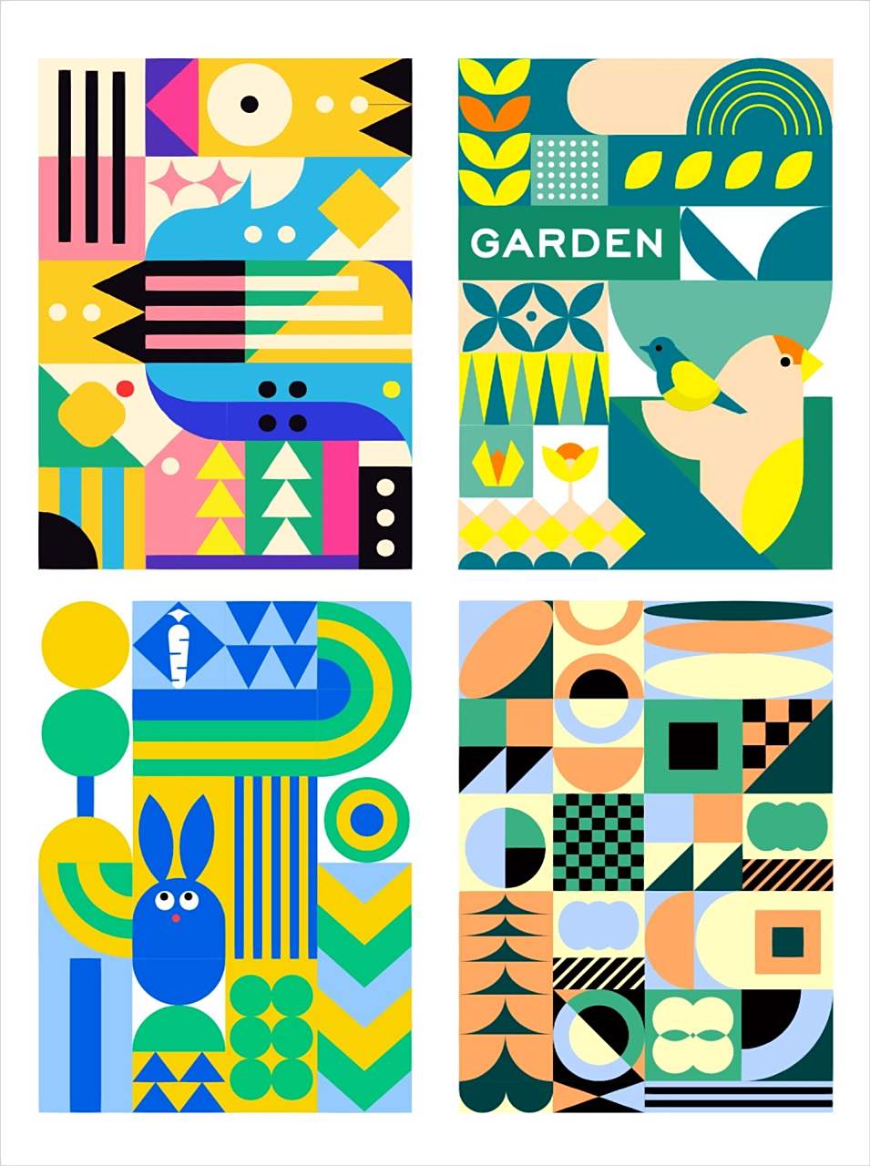 96图形设计丨几何创意图形的组合海报 02这是训练营里「比日鱼」