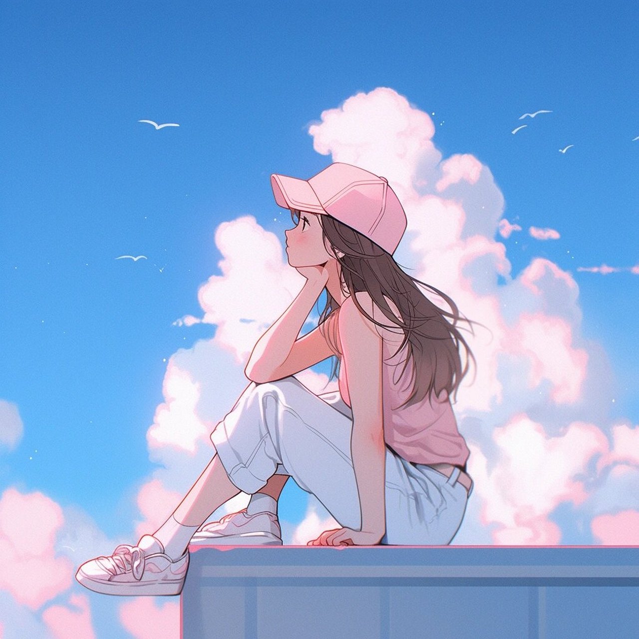 治愈系女生头像|抬头看蓝天白云,会有惊喜                .