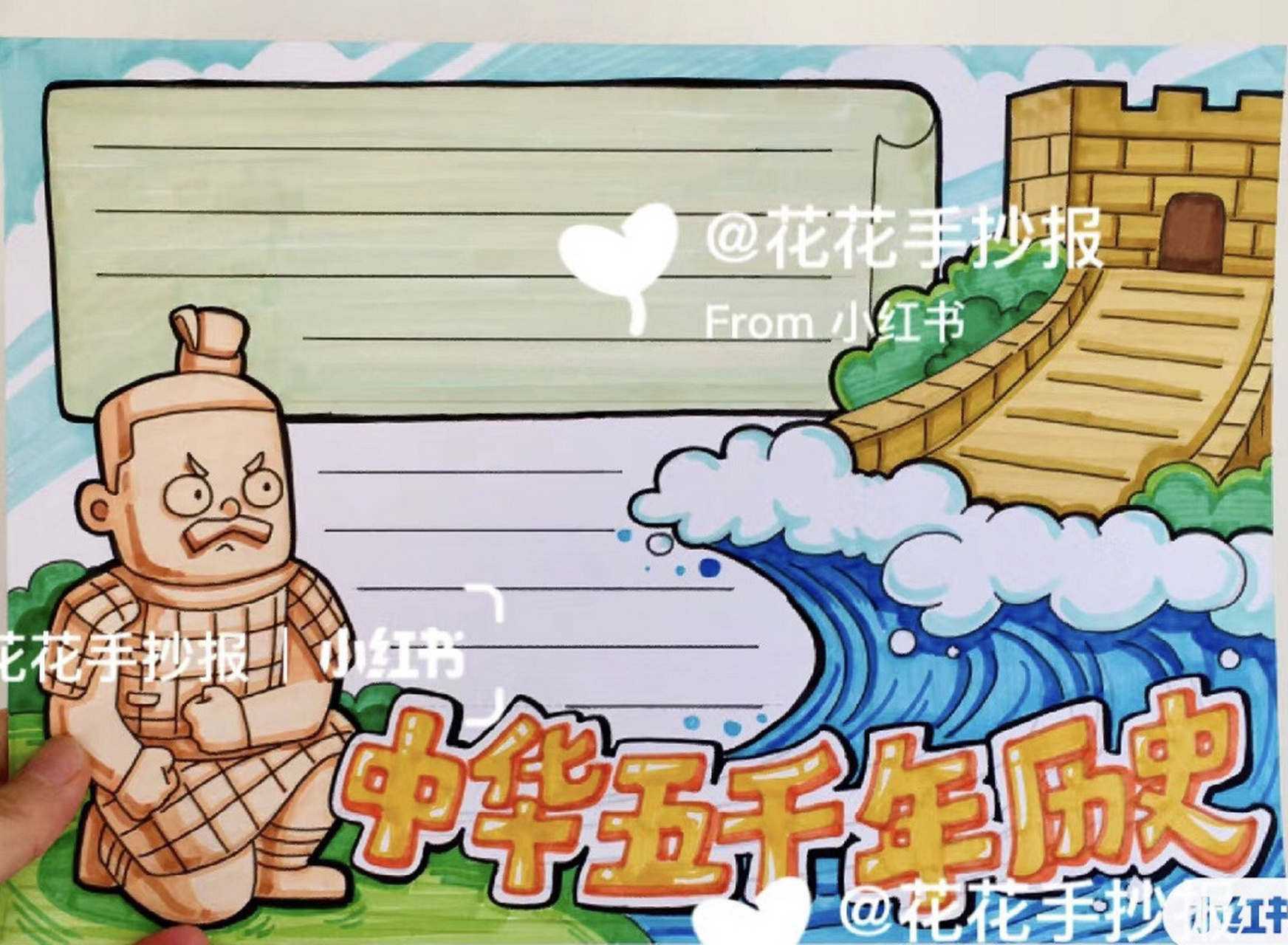 好书推荐手抄报:上下五千年  	 (四上寒假作业)后附作者原图