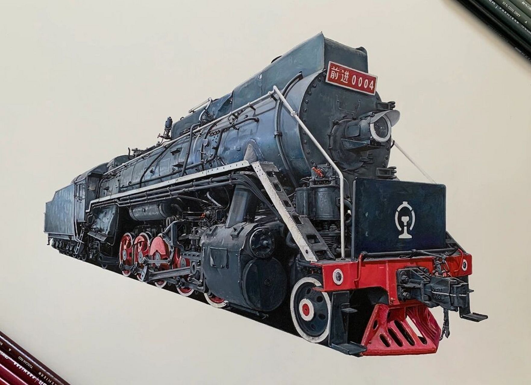蒸汽机车绘画图片