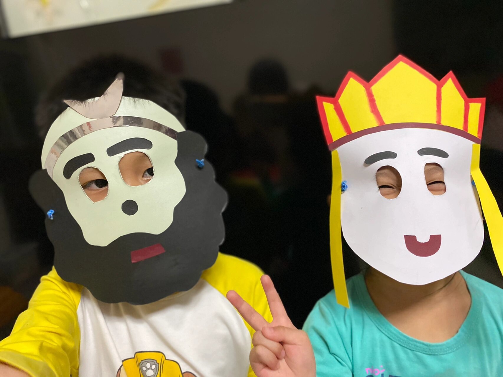 西游记手工面具孙悟空面具唐僧面具 简单做了个西游记4师徒面具,玩得