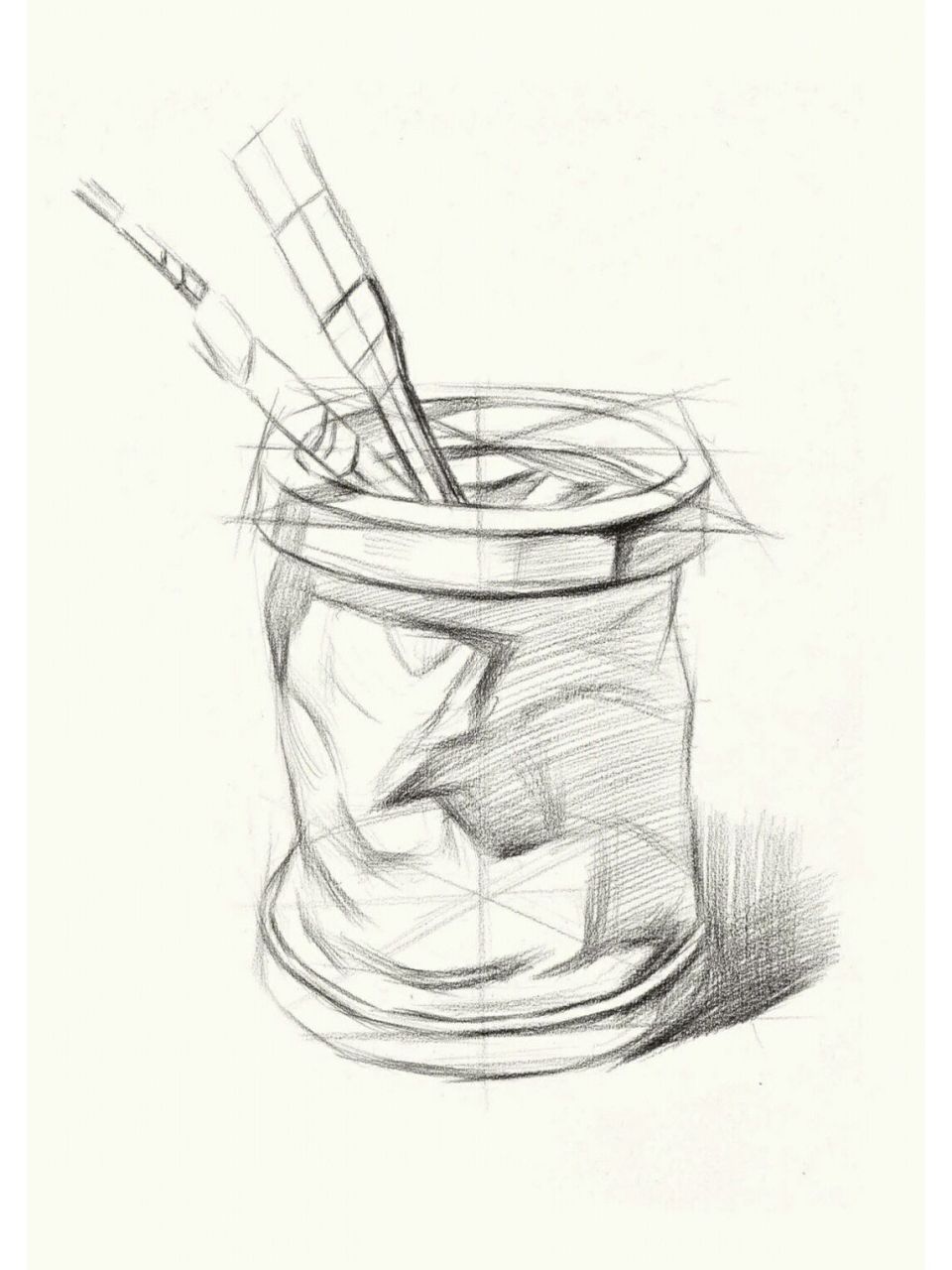 素描干货～静物单体文具(台灯与洗笔筒) 素描文具(台灯与洗笔筒)