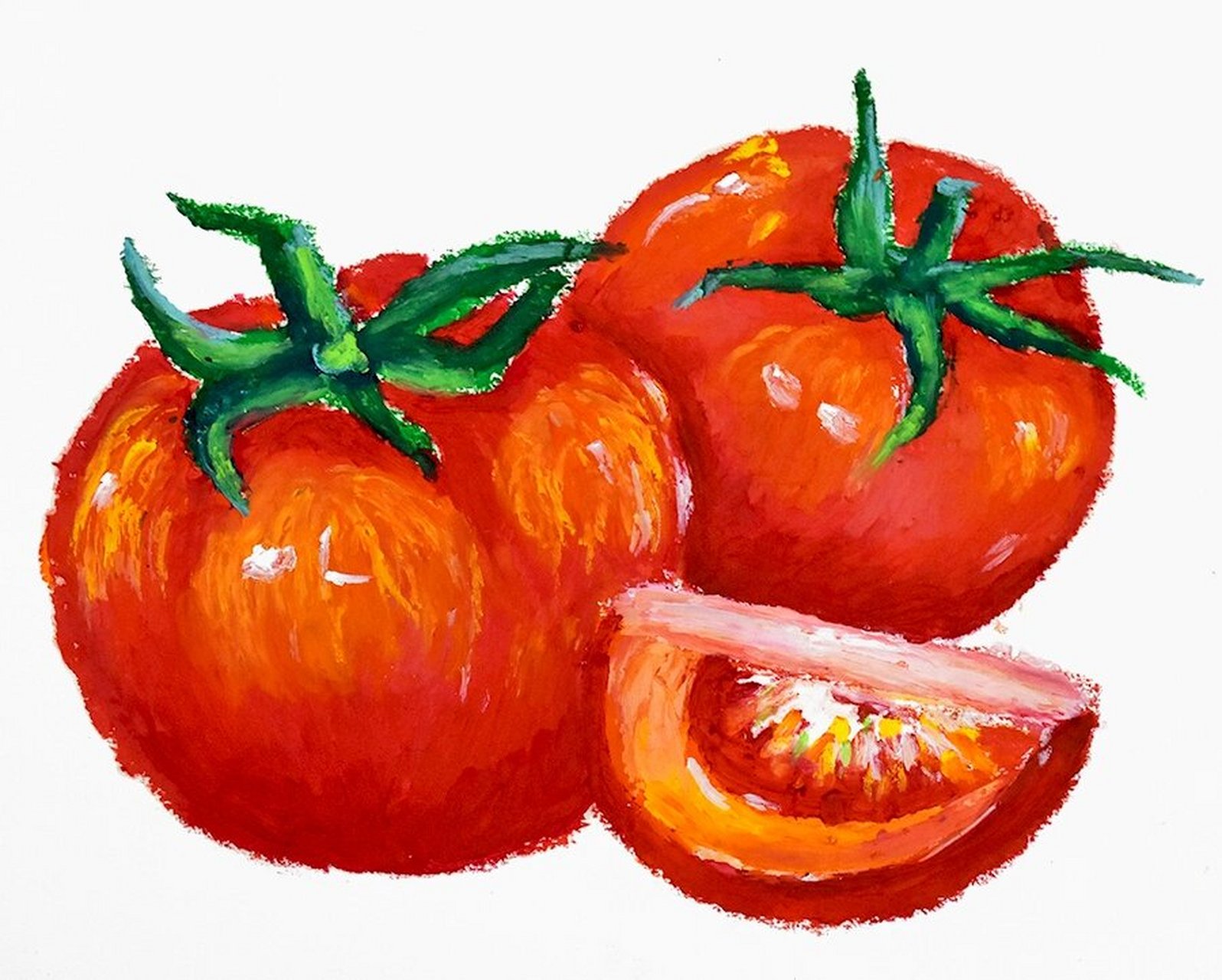 儿童画教程|油画棒画西红柿 教学重难点 1.