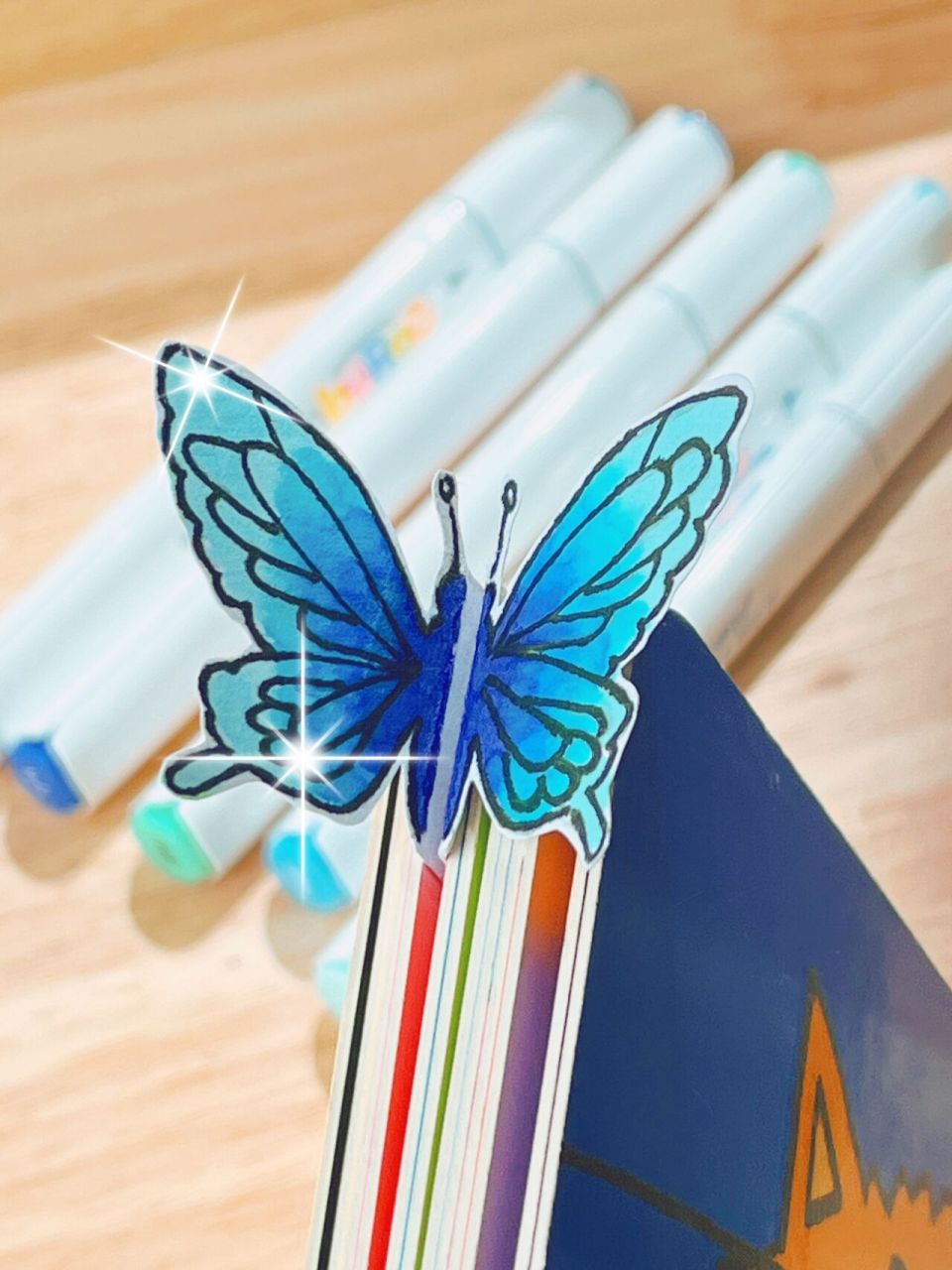 立体蝴蝶书签03附尺寸步骤图9499 超好看的手工蝴蝶立体书签