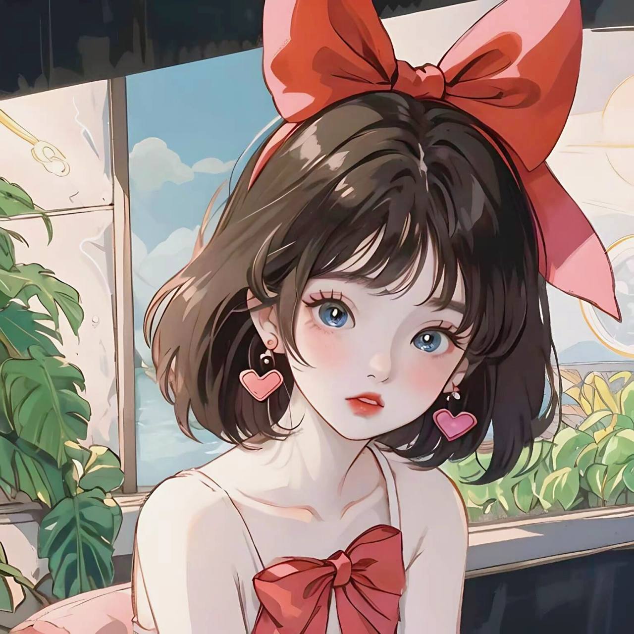 旧漫女头丨短发蝴蝶结系甜妹头像 这组旧漫短发蝴