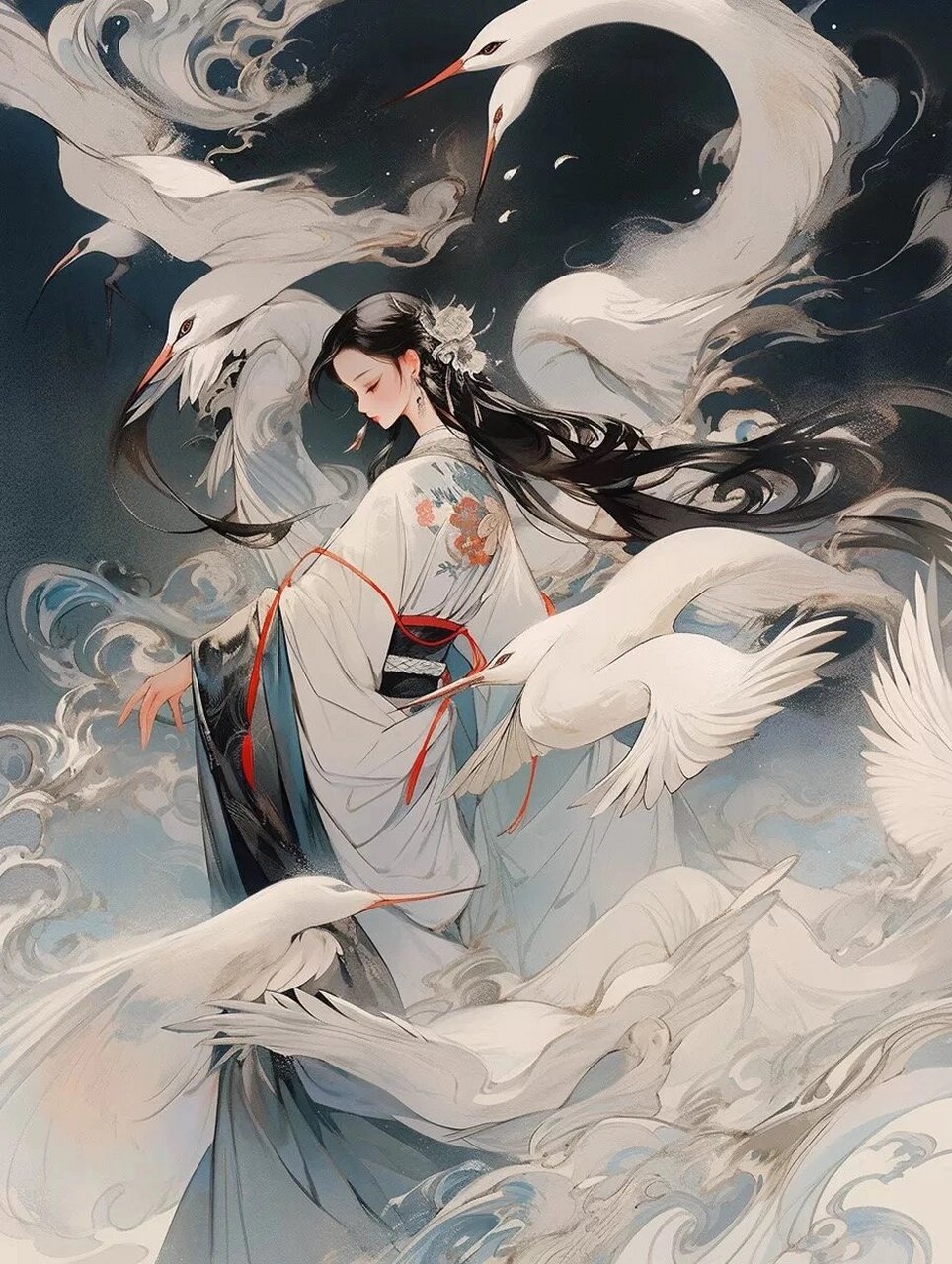 古风美女 | 白衣仙鹤