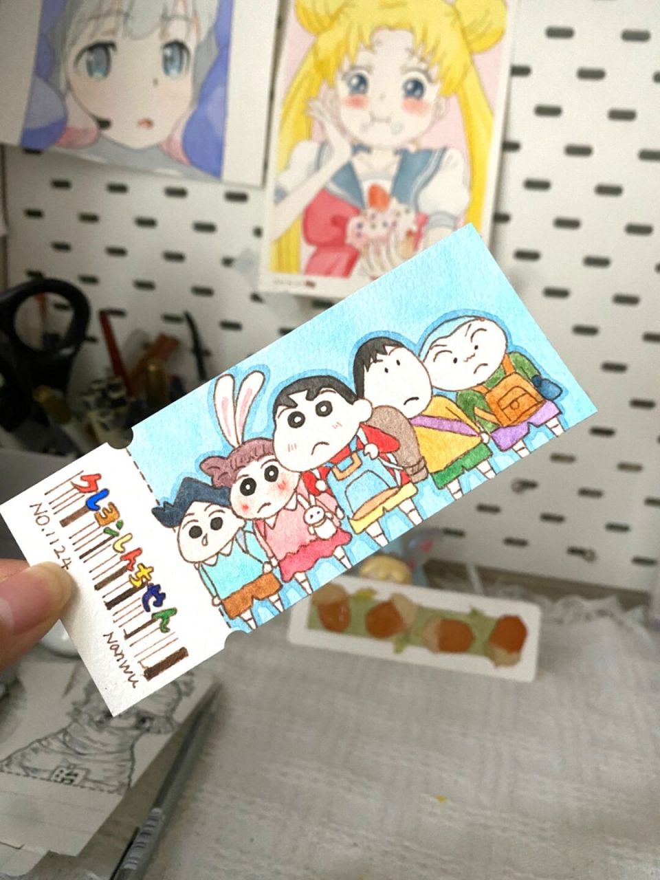 自制蜡笔小新书签92(附过程)春日部防卫队 一起来做书签呀,小新和他