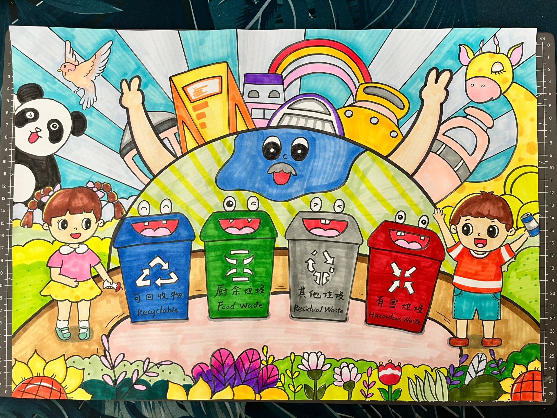 保护环境垃圾分类儿童画