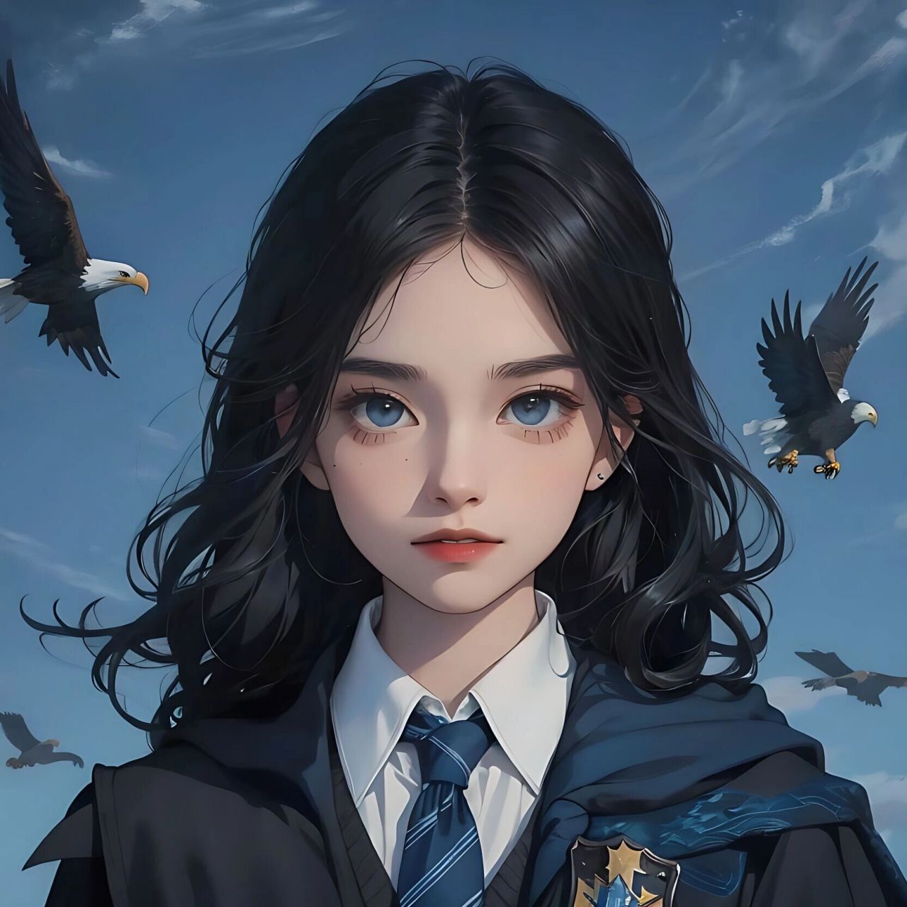 蓝色系高冷女生头像61拉文克劳的睿智与清醒