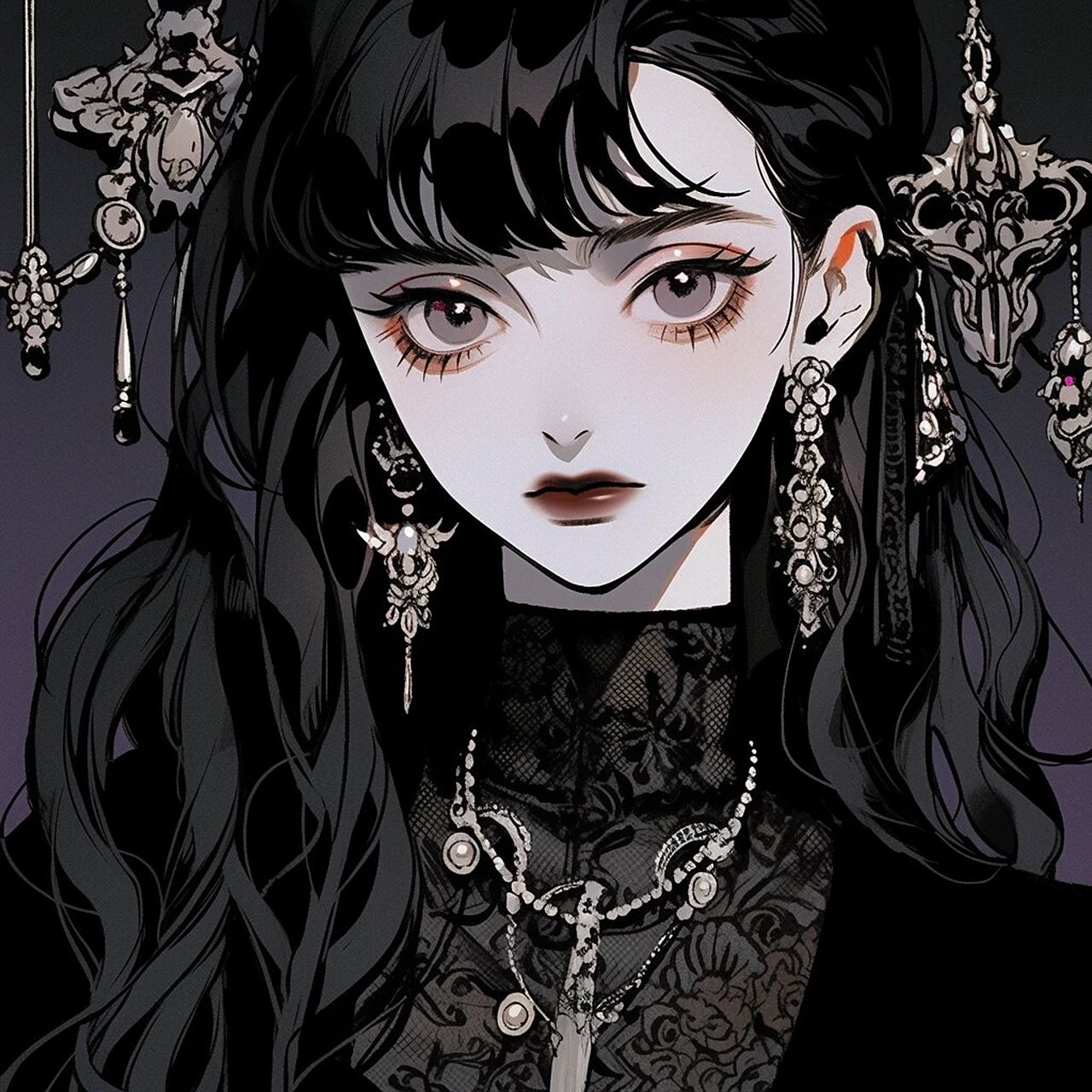 ai头像|暗黑系哥特女孩漫画头像