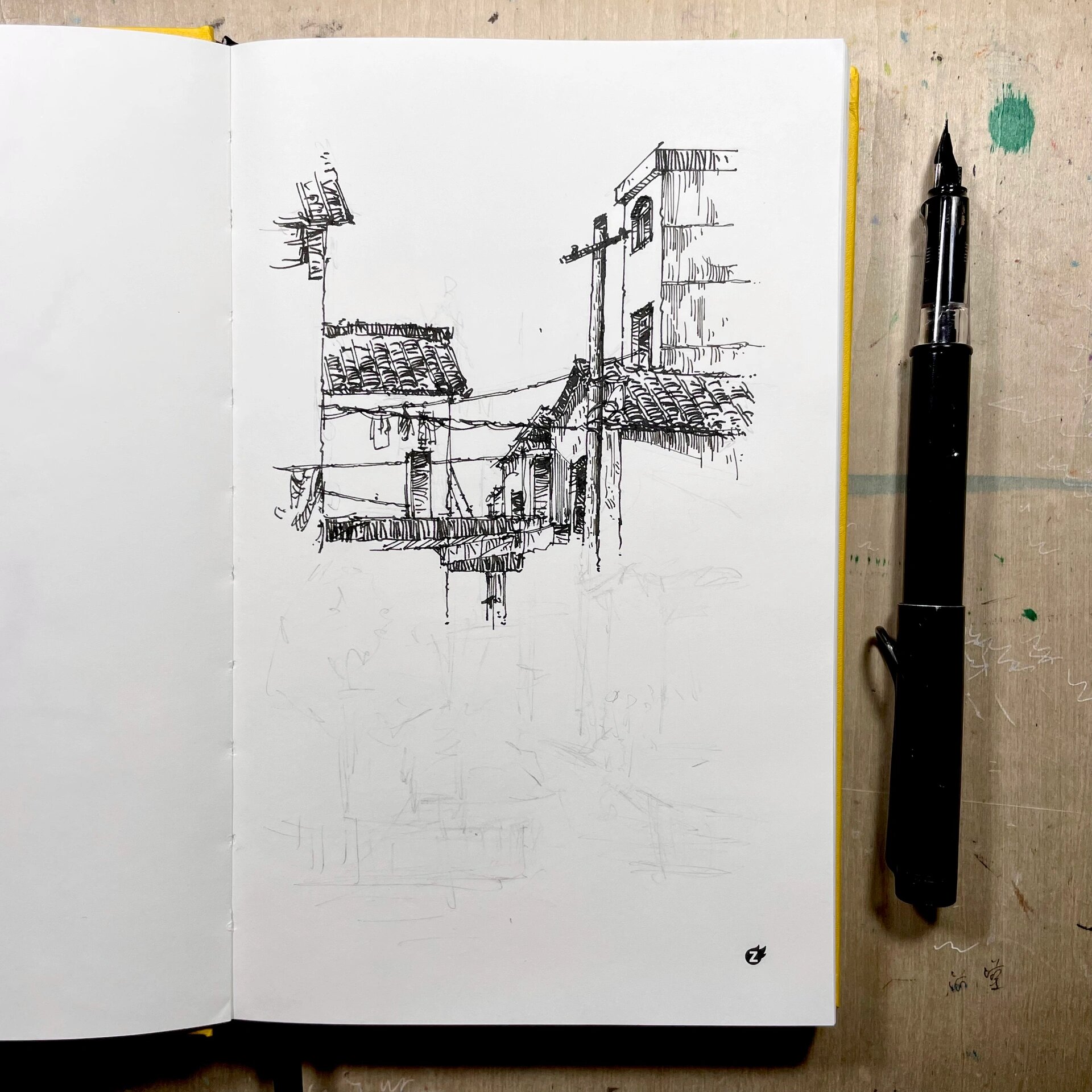 老街 钢笔速写 含绘画过程7615 76152/5