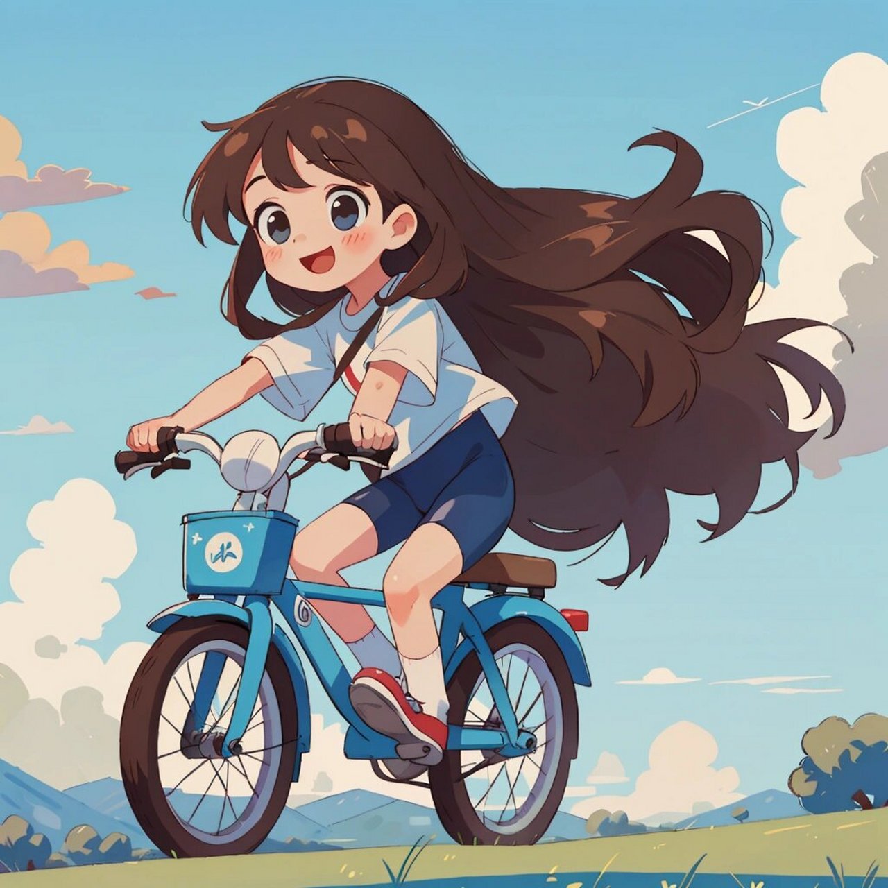 女生头像/骑单车的女孩 骑车穿行 热浪像海浪一样拍打 但风吹过 一切