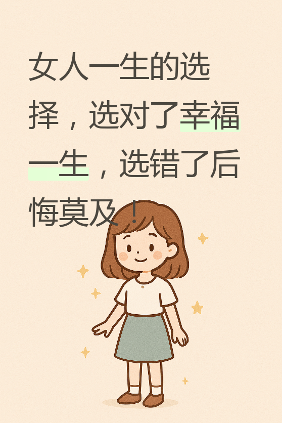 有人说,女人的一生就是由无数个选择组成的,选对了,幸福一生;选错了