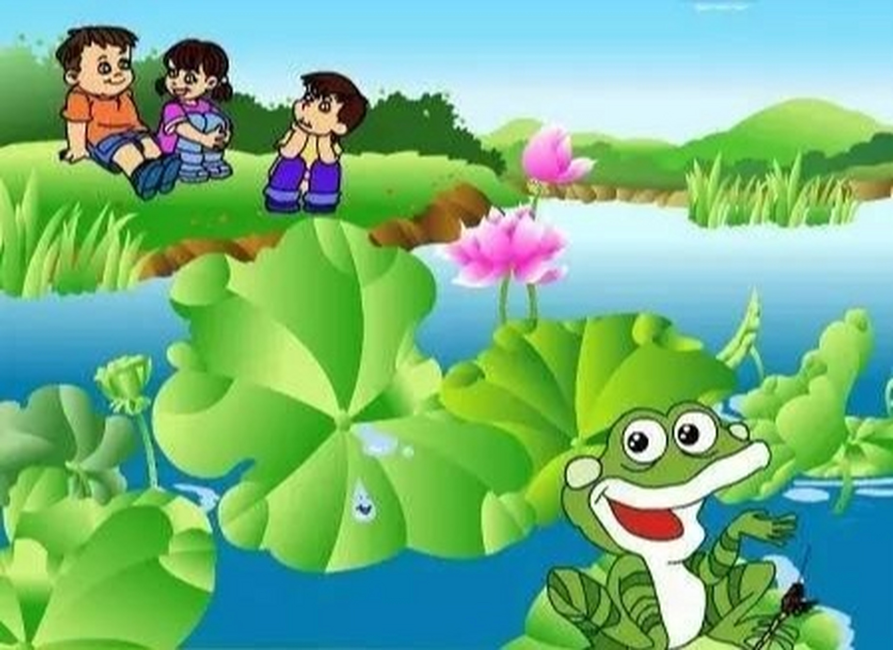 看图写话   夏日荷塘 小朋友今天很开心,她说看图写话用了5个比喻句