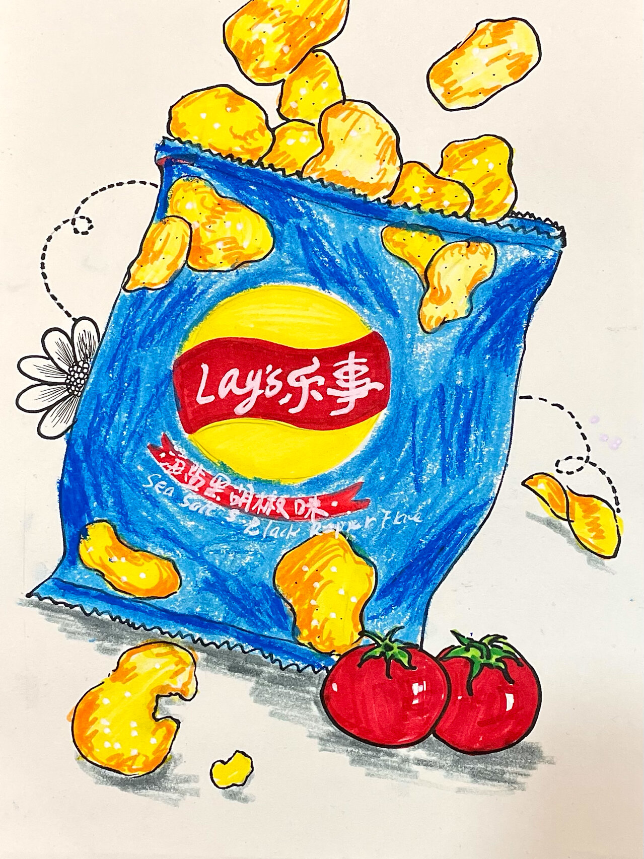 薯片儿童画,九岁左右都可以画哦