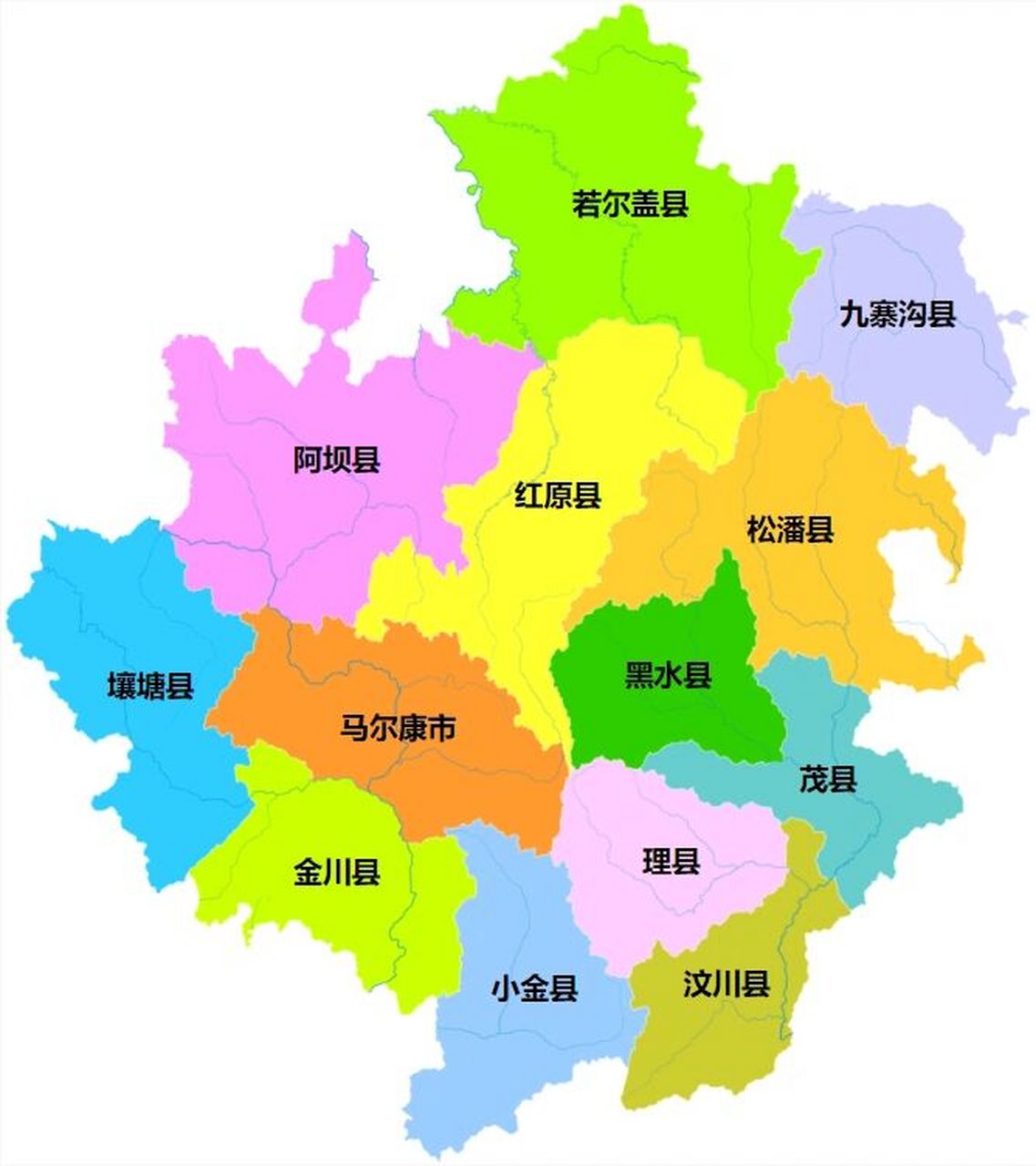 川西地区行政区划 甘孜藏族自治州,四川省辖自治州,总面积为15.