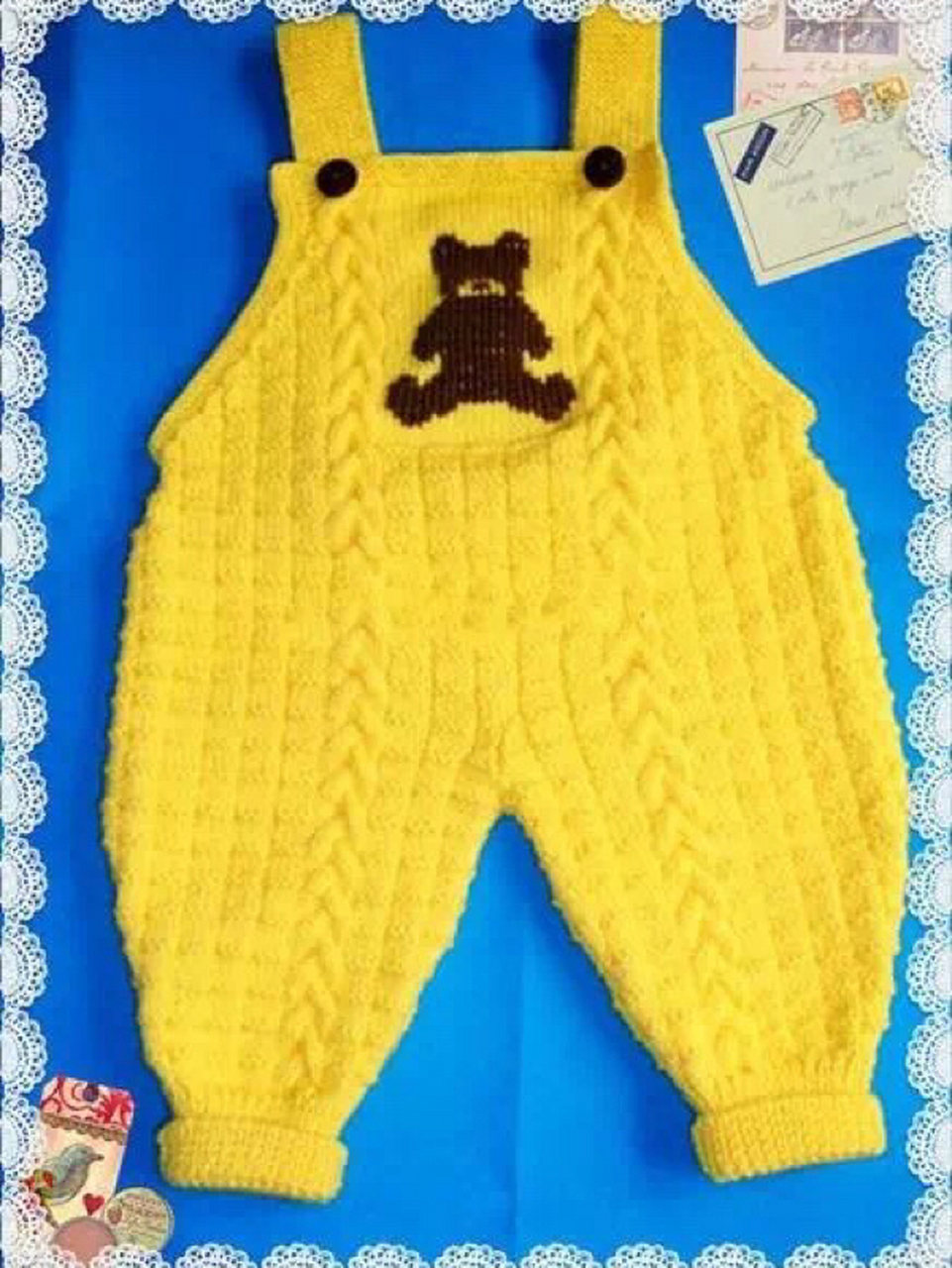 棒针编织教程 宝宝背带裤 材料:纯毛绒线,钮扣2颗 工具:9,10棒针 用量