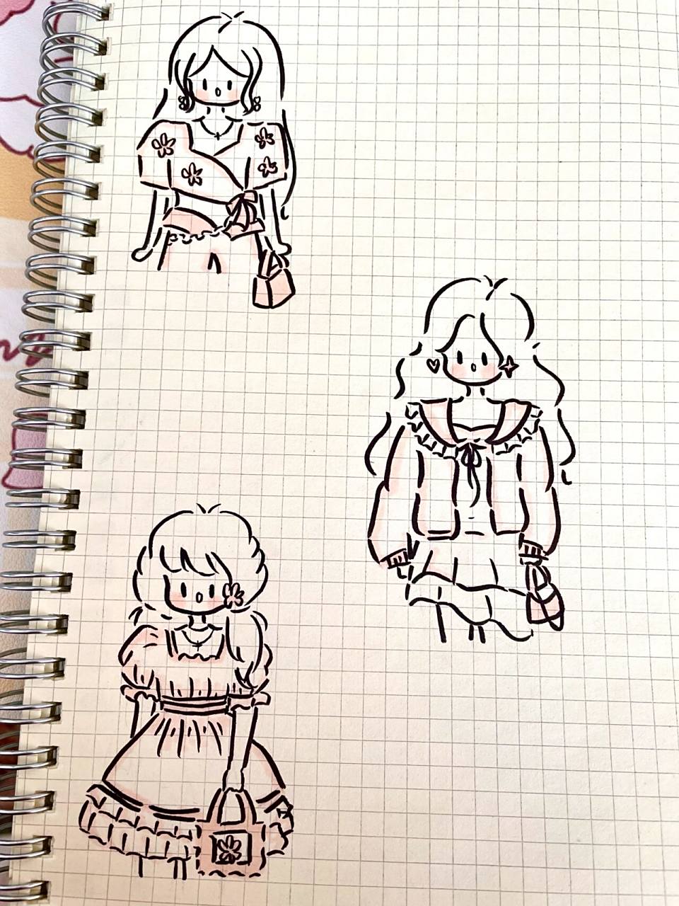 简约时装小女孩简笔画03 简单易上手简笔画小人儿|手帐素材03