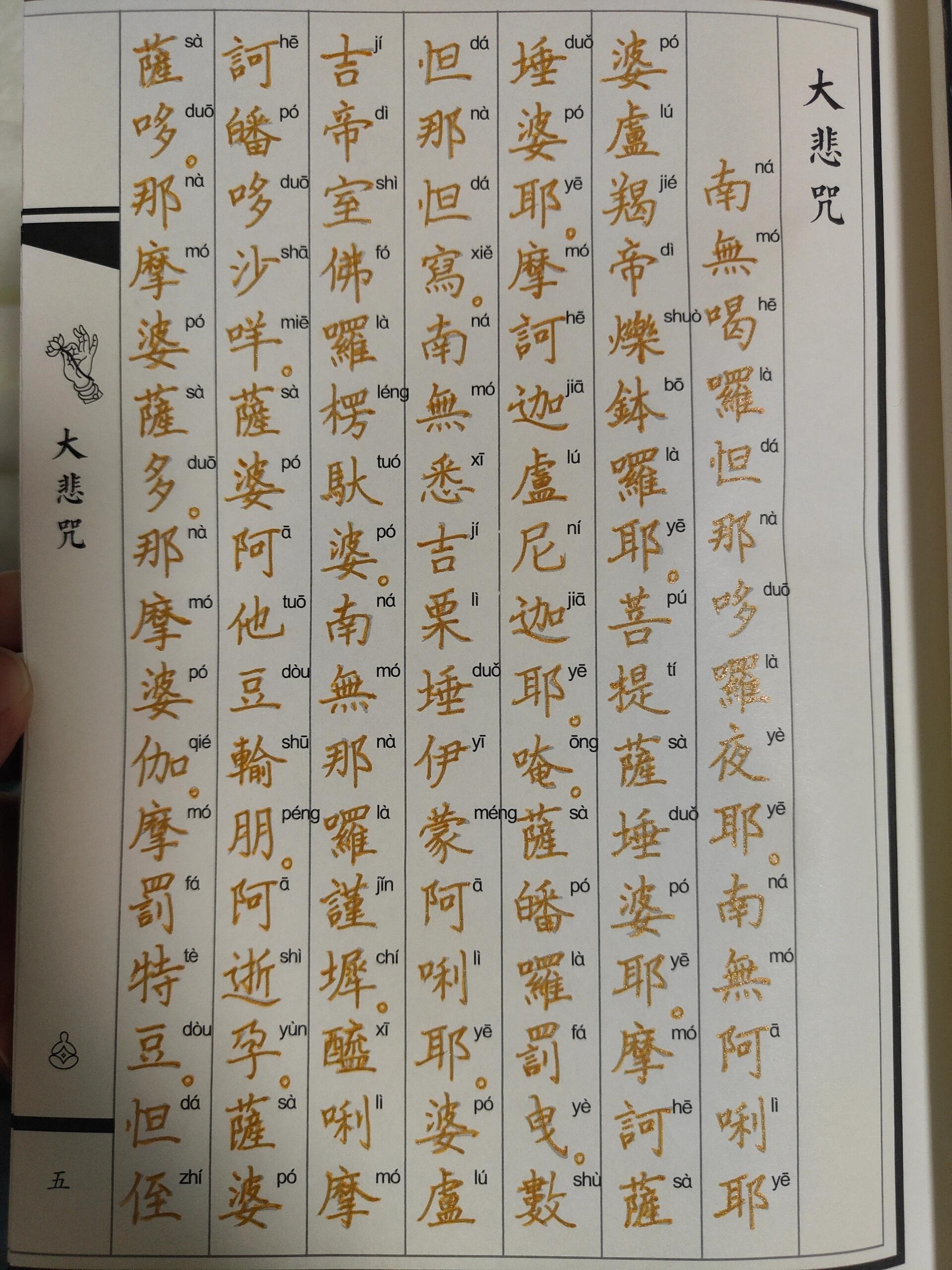 硬笔书法练习 大悲咒 day 5