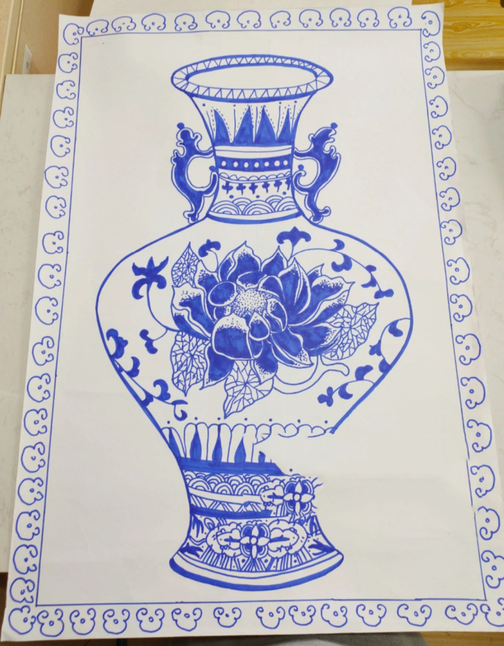 幼儿园作业 | 原创青花瓷手绘 昨天放学临时接到幼儿园老师任务 要画