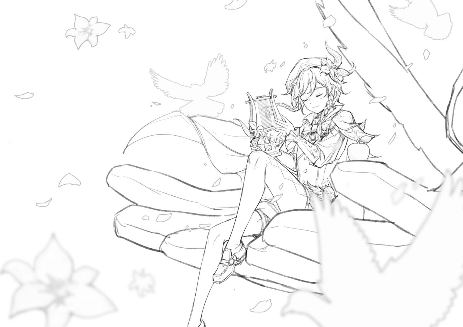 最近画的一些原神线稿,你最喜欢哪一张呢