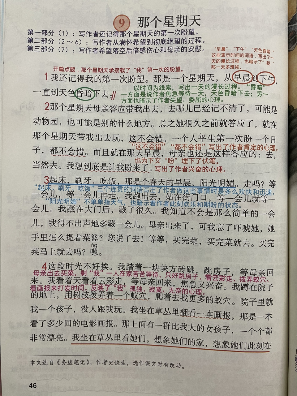 六下‖第9课《那个星期天》 那个星期天的第一次盼望,一派荒凉
