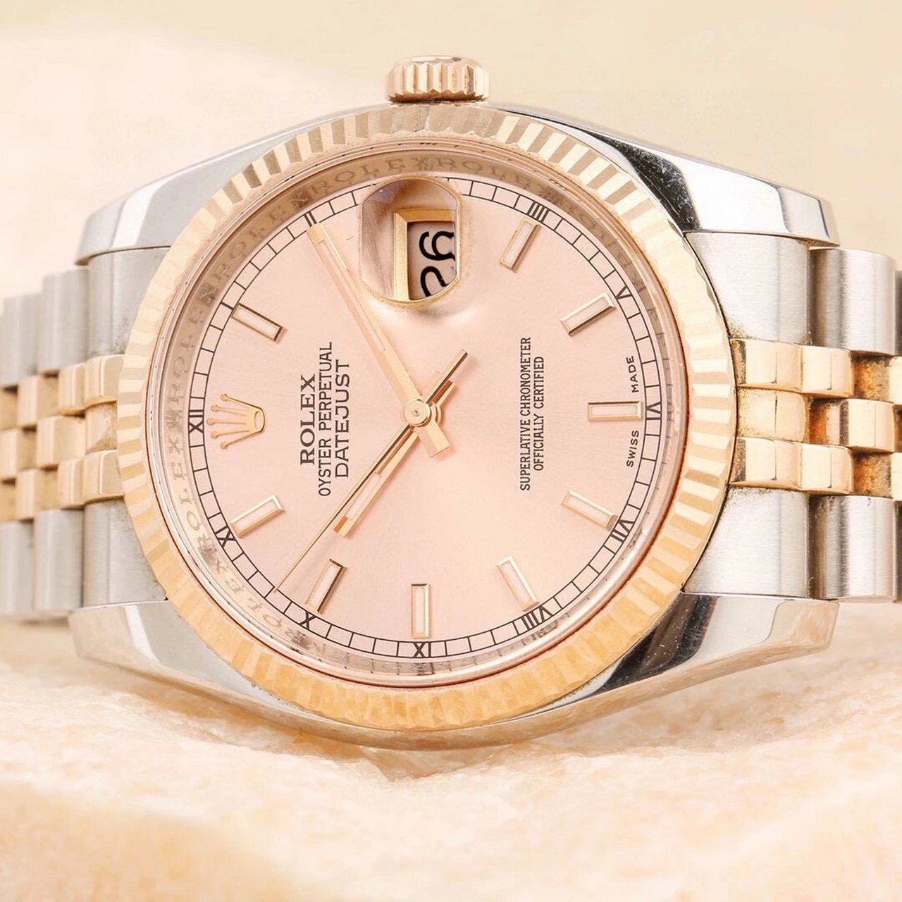 0655999劳力士日志型系列116231粉盘纪念型表带 v字头 自动机械男士