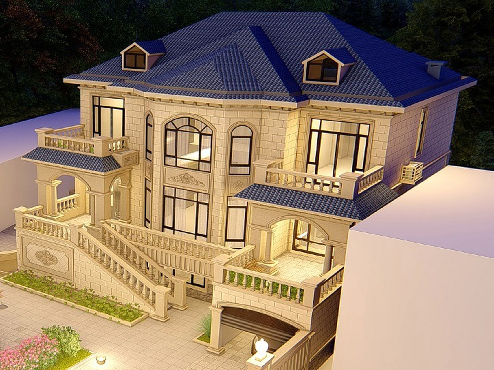 带半地下室两层豪华欧式小城堡(附平面图) 项目概况: 项目地址:湖北