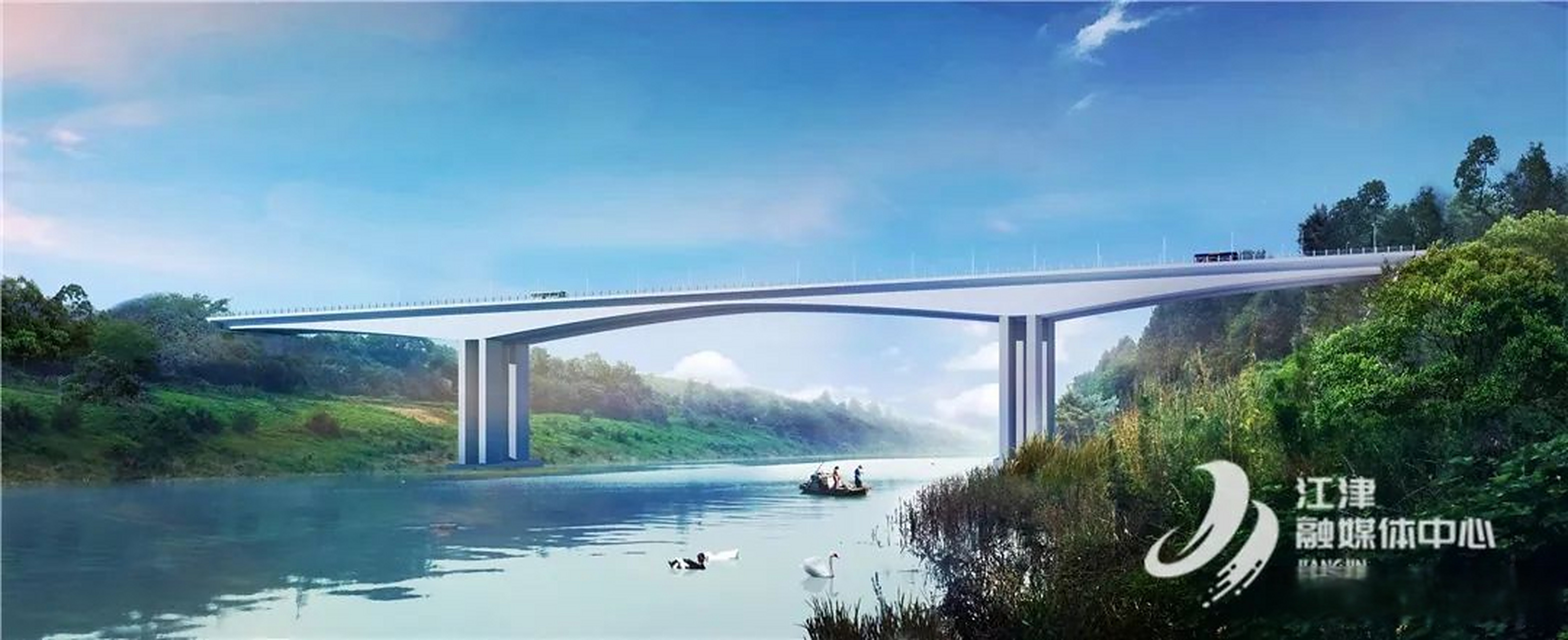 支坪綦河大桥# 及引道工程始于滨江大道东段,终点接国道g348,路线全