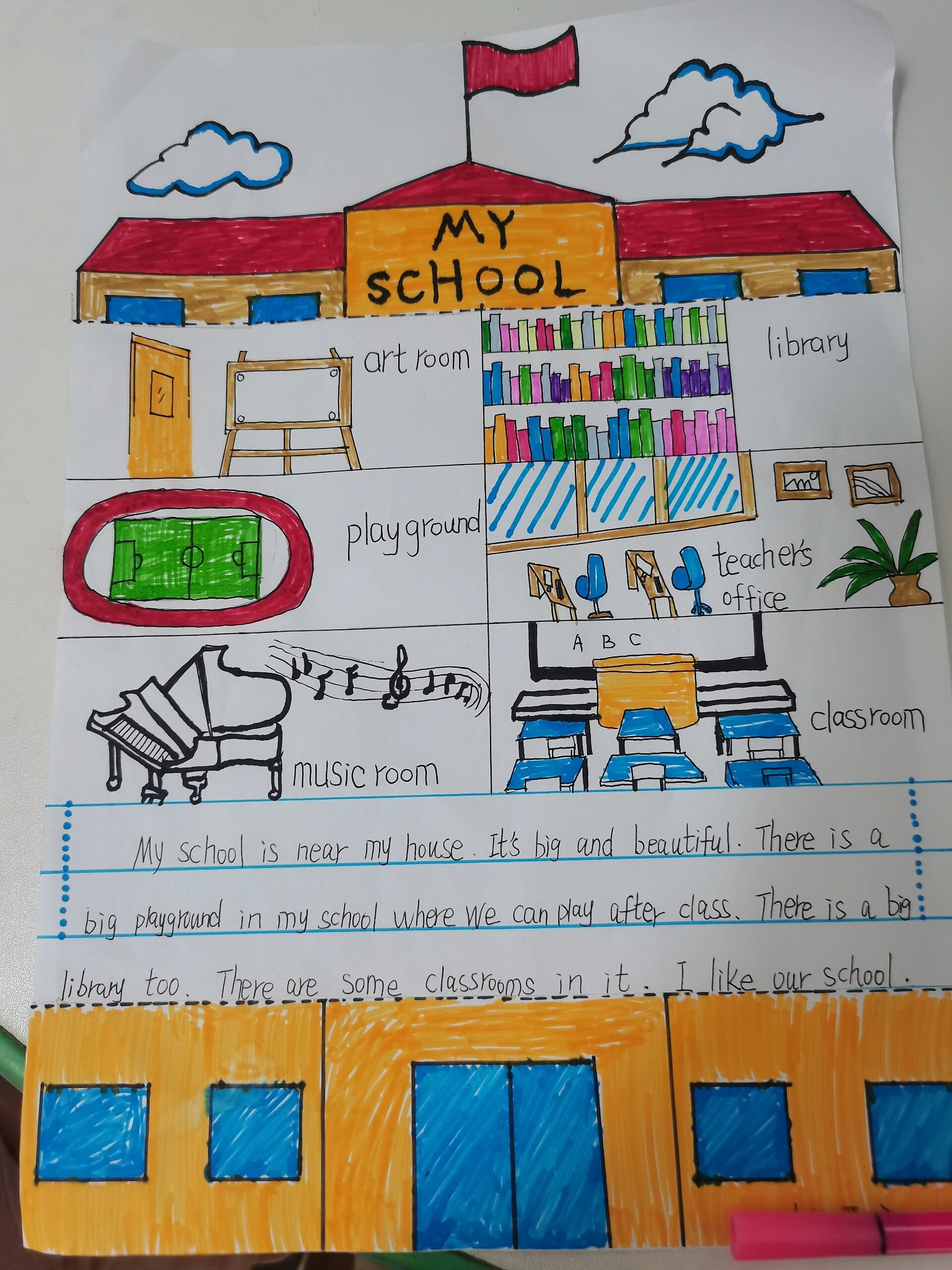 我的学校my school手抄报