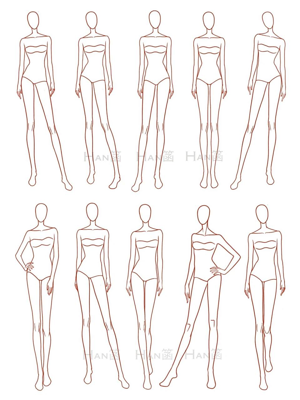 服装设计人体动态姿势分享7815初学手绘参考 整理了一些最近画的