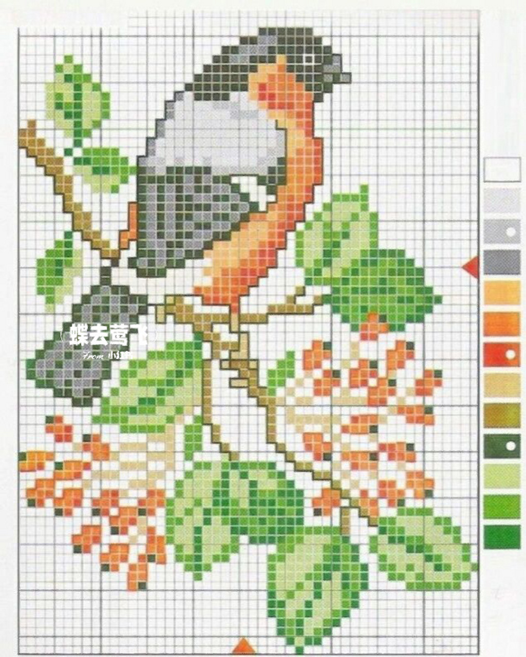 十字绣小鸟图解格子图片