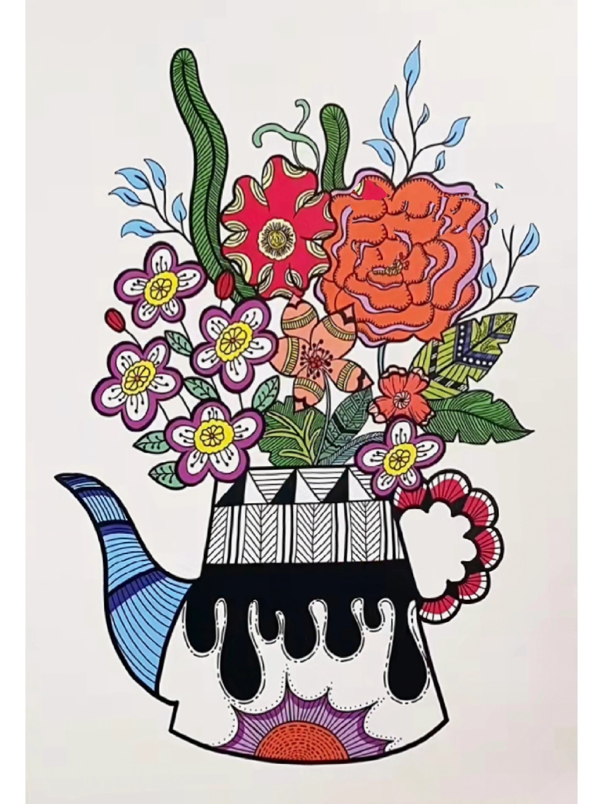 (附大图)彩色创意线描装饰画创意儿童画